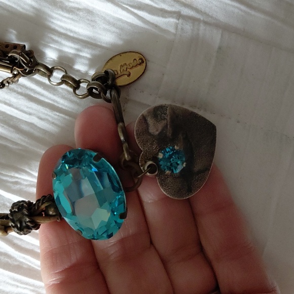 LaHola Multi-Strand Leather Necklace with Huge Gemstone & Heart Pendant - Picture 3 of 5